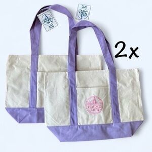 NWT Set of 2 Trader Joe's Large Lavender NEW Pastel Canvas Tote